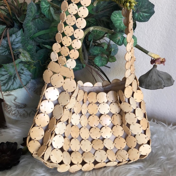 Handbags - Wooden button natural purse
